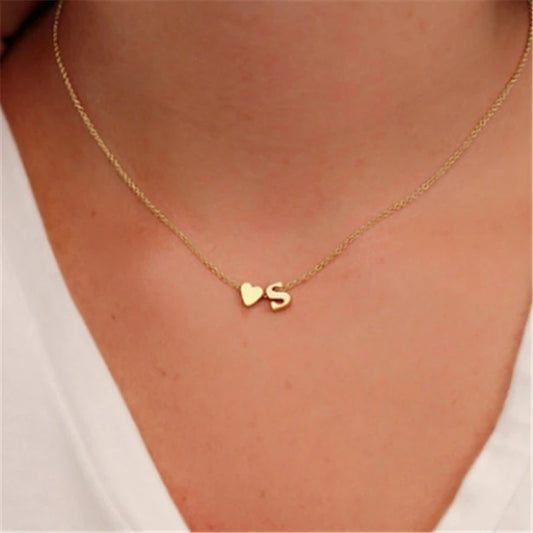 I Heart Me Initial Necklace in Gold letter S