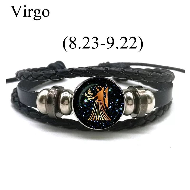 Sun Sign Leather Bracelet for Virgo