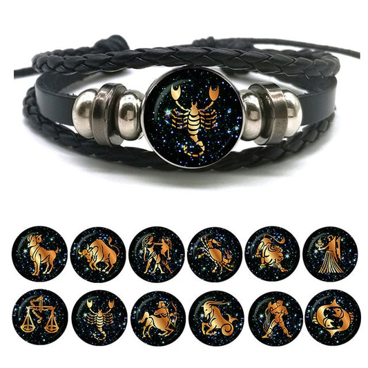 Sun Sign Leather Bracelet for Scorpio