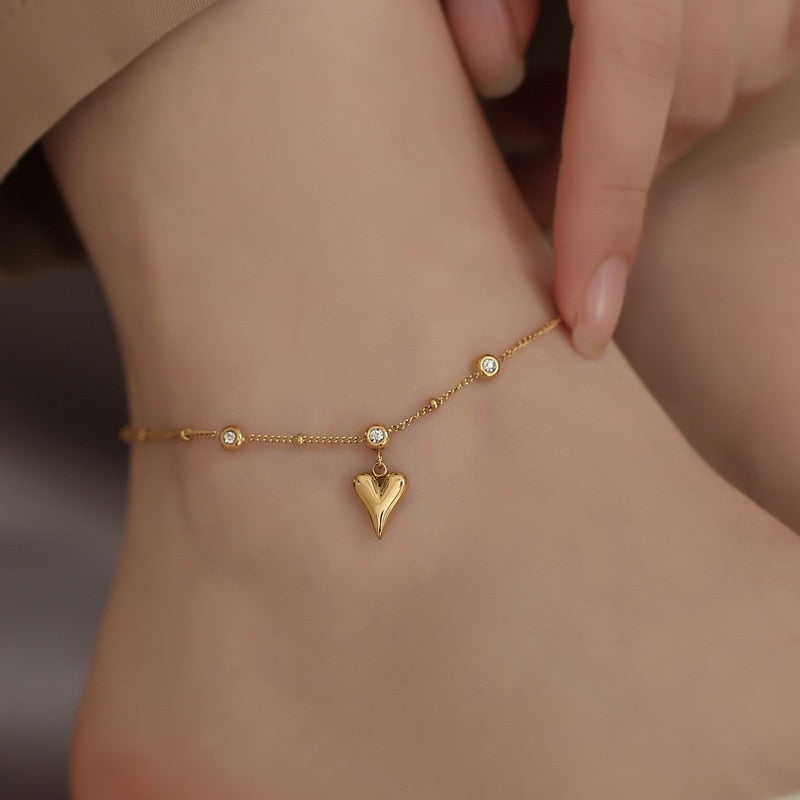 All Love Heart Gold Anklet