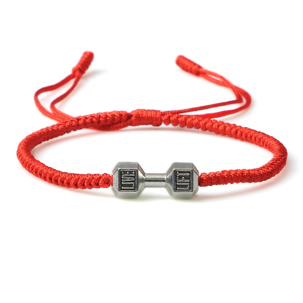 Lift Live Rope Bracelet in Silver charm Red band