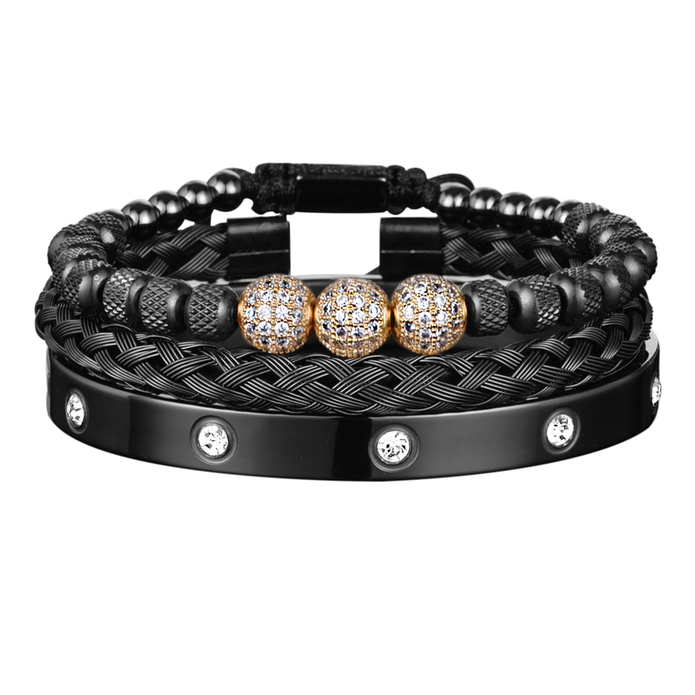 Royal LUX Bracelet Set in Black with Gold Bead Set