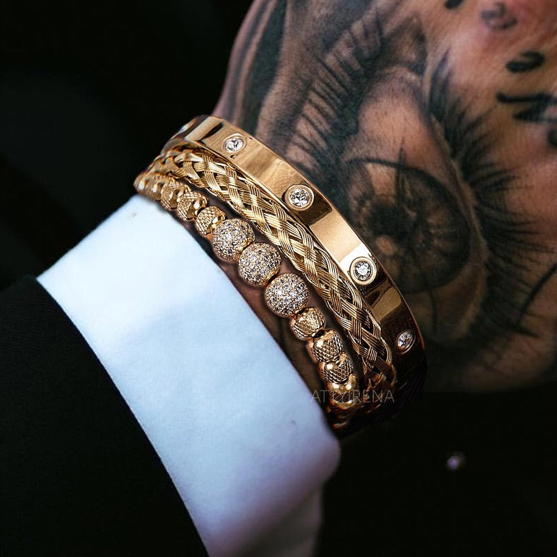 Royal LUX Bracelet Set in Gold on Model 's wrist